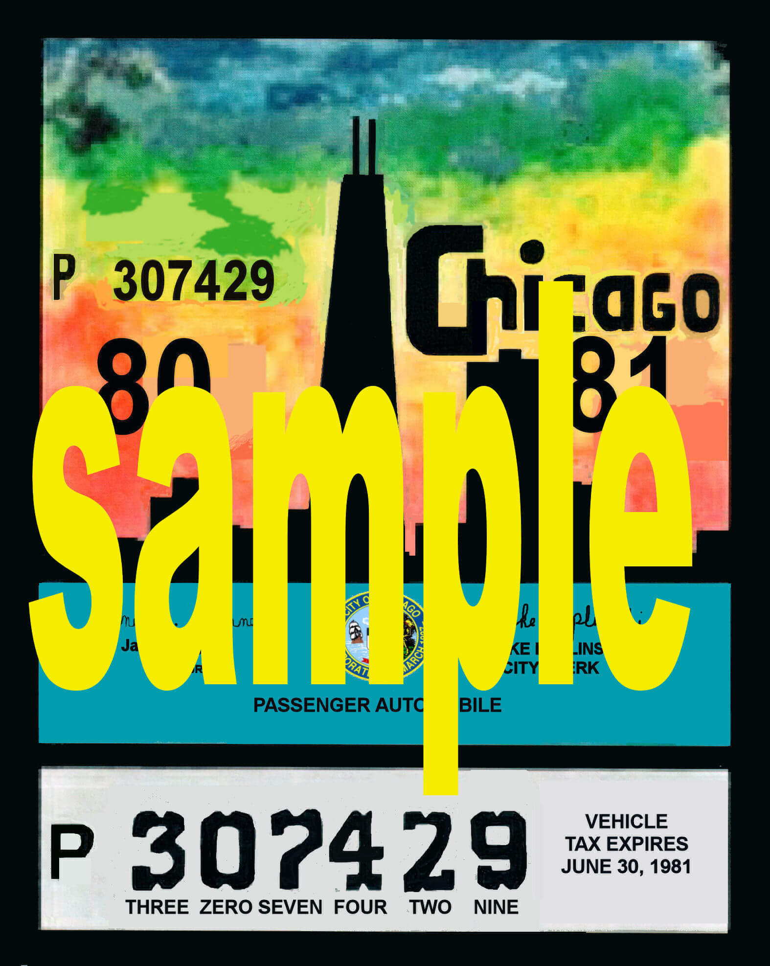 (image for) IL 1980-81 tax Inspection sticker Chicago